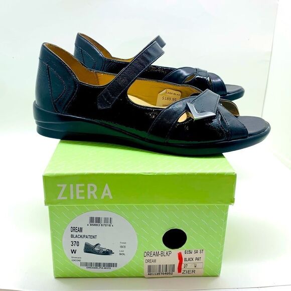 Ziera Black Sandal Comfort Shoe Sz 37‎ - Picture 1 of 11